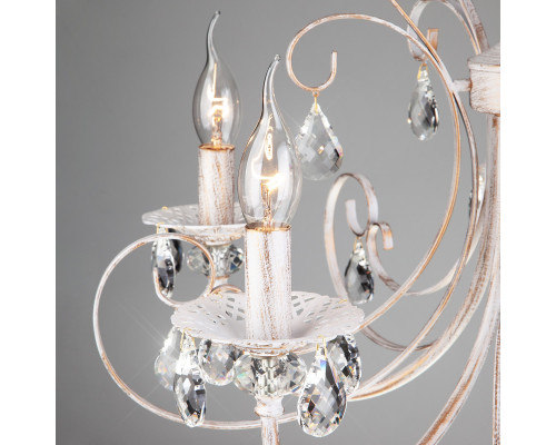 Заказать Подвесная люстра Eurosvet 3305/5 белый с золотом/прозрачный хрусталь Strotskis| VIVID-LIGHT.RU
