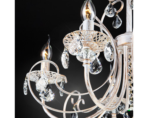 Заказать Подвесная люстра Eurosvet 3305/5 белый с золотом/прозрачный хрусталь Strotskis| VIVID-LIGHT.RU