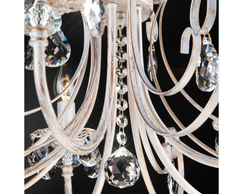 Заказать Подвесная люстра Eurosvet 3305/5 белый с золотом/прозрачный хрусталь Strotskis| VIVID-LIGHT.RU