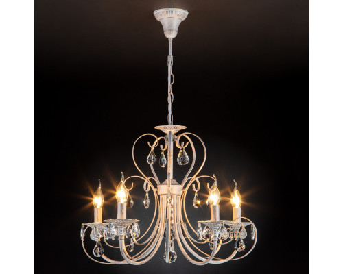 Заказать Подвесная люстра Eurosvet 3305/5 белый с золотом/прозрачный хрусталь Strotskis| VIVID-LIGHT.RU