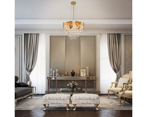 Оформить заказ Подвесная люстра Eurosvet 10123/8 золото/прозрачный хрусталь Strotskis Smart (10114/8)| VIVID-LIGHT.RU