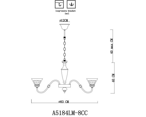 Сделать заказ Подвесная люстра ARTE Lamp A5184LM-8CC| VIVID-LIGHT.RU