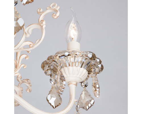 Купить Подвесная люстра Eurosvet 3281/5 белый с золотом/тонированный хрусталь Strotskis| VIVID-LIGHT.RU