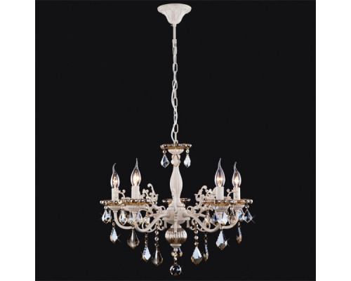 Купить Подвесная люстра Eurosvet 3281/5 белый с золотом/тонированный хрусталь Strotskis| VIVID-LIGHT.RU