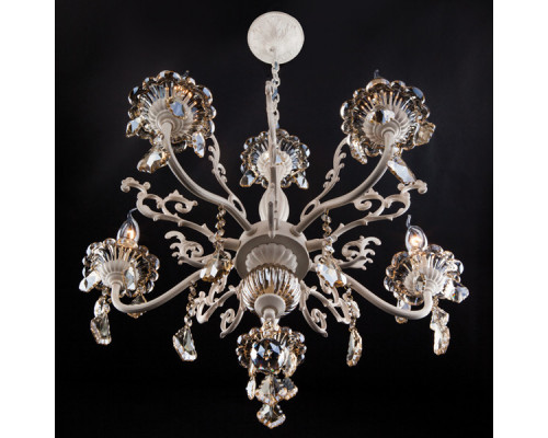 Купить Подвесная люстра Eurosvet 3281/5 белый с золотом/тонированный хрусталь Strotskis| VIVID-LIGHT.RU