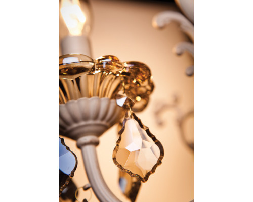 Купить Подвесная люстра Eurosvet 3281/5 белый с золотом/тонированный хрусталь Strotskis| VIVID-LIGHT.RU