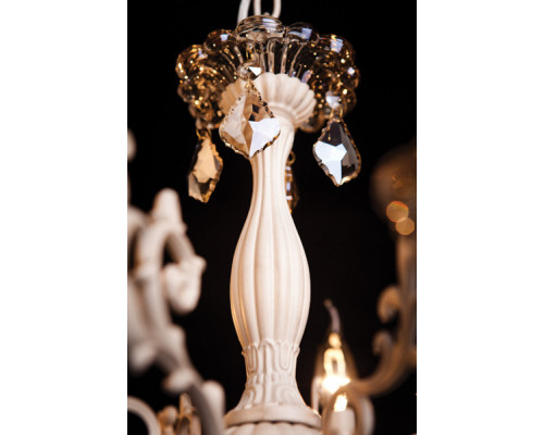 Купить Подвесная люстра Eurosvet 3281/5 белый с золотом/тонированный хрусталь Strotskis| VIVID-LIGHT.RU