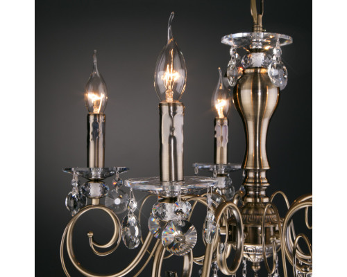 Оформить заказ Подвесная люстра Eurosvet 10104/5 античная бронза/прозрачный хрусталь Strotskis| VIVID-LIGHT.RU