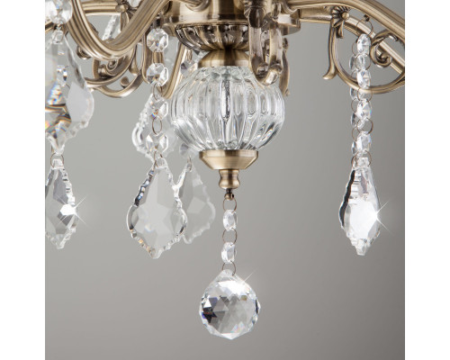 Оформить заказ Подвесная люстра Eurosvet 3281/5 античная бронза/прозрачный хрусталь Strotskis| VIVID-LIGHT.RU