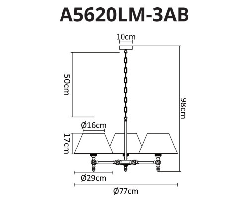 Сделать заказ Подвесная люстра ARTE Lamp A5620LM-3AB| VIVID-LIGHT.RU