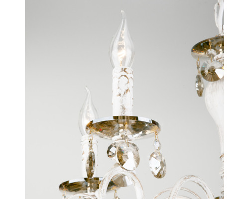 Купить Подвесная люстра Eurosvet 10104/5 белый с золотом/тонированный хрусталь Strotskis| VIVID-LIGHT.RU