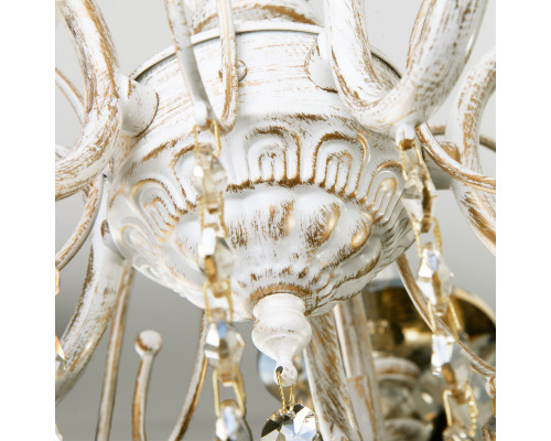 Купить Подвесная люстра Eurosvet 10104/5 белый с золотом/тонированный хрусталь Strotskis| VIVID-LIGHT.RU