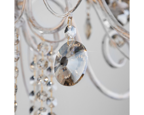 Купить Подвесная люстра Eurosvet 10104/5 белый с золотом/тонированный хрусталь Strotskis| VIVID-LIGHT.RU