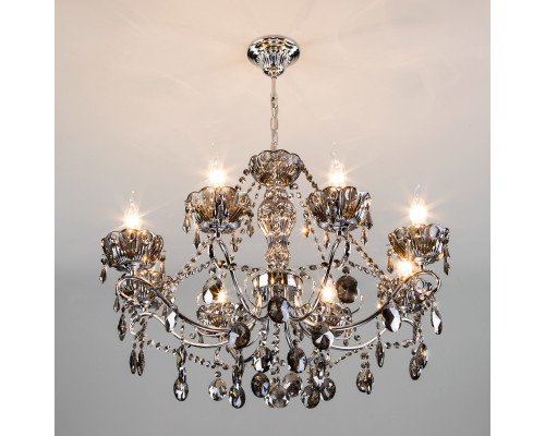 Заказать Подвесная люстра Eurosvet 10103/8 хром/дымчатый хрусталь Strotskis| VIVID-LIGHT.RU