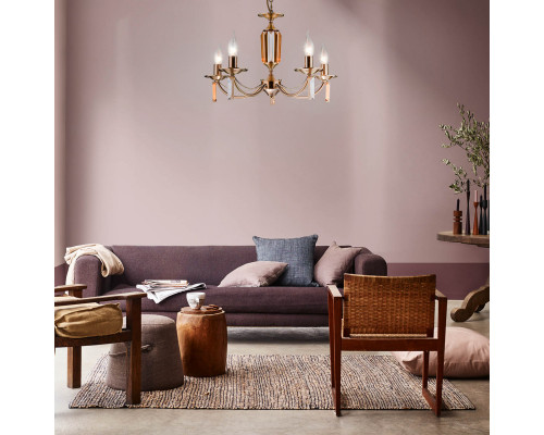 Купить Подвесная люстра Eurosvet 60087/5 античная бронза| VIVID-LIGHT.RU