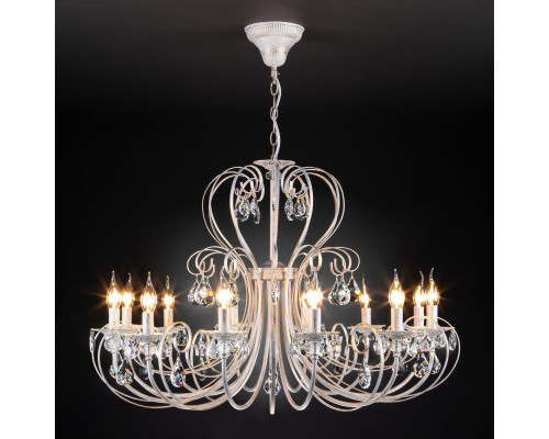 Заказать Подвесная люстра Eurosvet 3305/12 белый с золотом/прозрачный хрусталь Strotskis| VIVID-LIGHT.RU