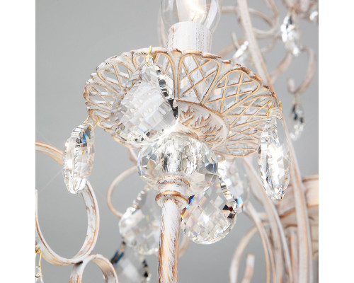 Заказать Подвесная люстра Eurosvet 3305/12 белый с золотом/прозрачный хрусталь Strotskis| VIVID-LIGHT.RU