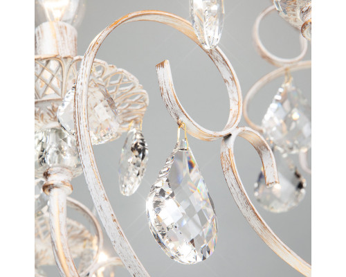 Заказать Подвесная люстра Eurosvet 3305/12 белый с золотом/прозрачный хрусталь Strotskis| VIVID-LIGHT.RU