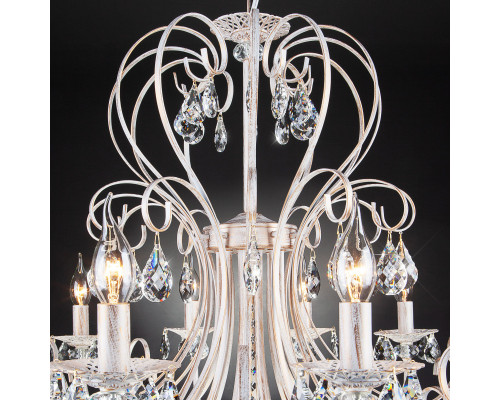 Заказать Подвесная люстра Eurosvet 3305/12 белый с золотом/прозрачный хрусталь Strotskis| VIVID-LIGHT.RU
