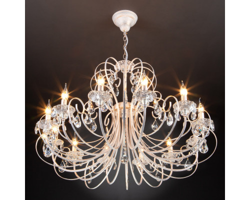 Заказать Подвесная люстра Eurosvet 3305/12 белый с золотом/прозрачный хрусталь Strotskis| VIVID-LIGHT.RU