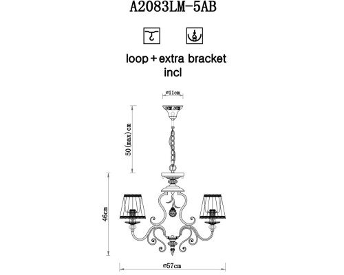 Купить Подвесная люстра ARTE Lamp A2083LM-5AB| VIVID-LIGHT.RU