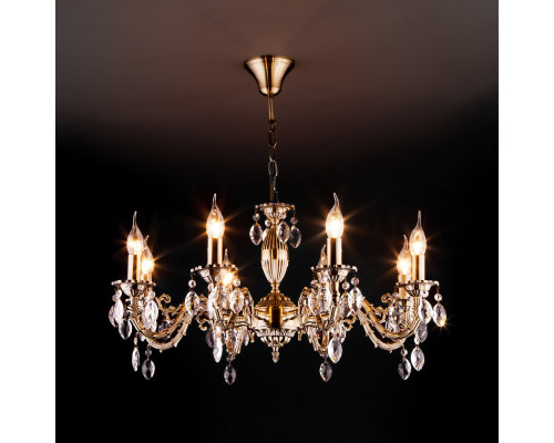 Купить Подвесная люстра Eurosvet 10102/8 античная бронза/прозрачный хрусталь Strotskis| VIVID-LIGHT.RU