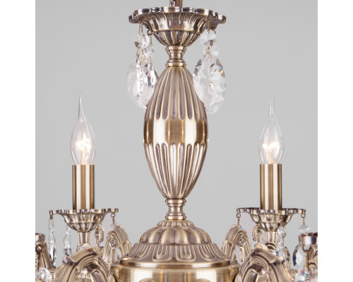 Купить Подвесная люстра Eurosvet 10102/8 античная бронза/прозрачный хрусталь Strotskis| VIVID-LIGHT.RU