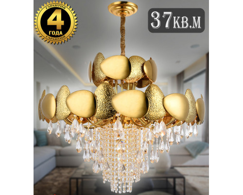 Купить Подвесная люстра Natali Kovaltseva VALENCIA 91009/12C GOLD| VIVID-LIGHT.RU