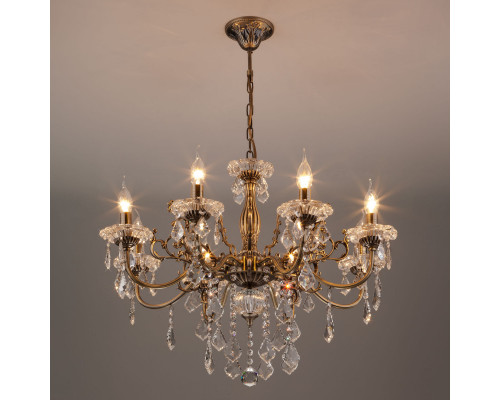 Заказать Подвесная люстра Eurosvet 3281/8 античная бронза/прозрачный хрусталь Strotskis| VIVID-LIGHT.RU