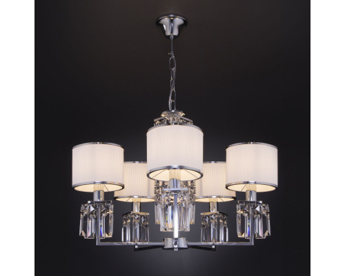 Купить Подвесная люстра Eurosvet 10099/5 хром/прозрачный хрусталь Strotskis (новый абажур)| VIVID-LIGHT.RU