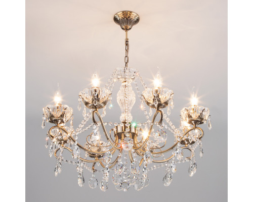 Заказать Подвесная люстра Eurosvet 10103/8 античная бронза/прозрачный хрусталь Strotskis| VIVID-LIGHT.RU