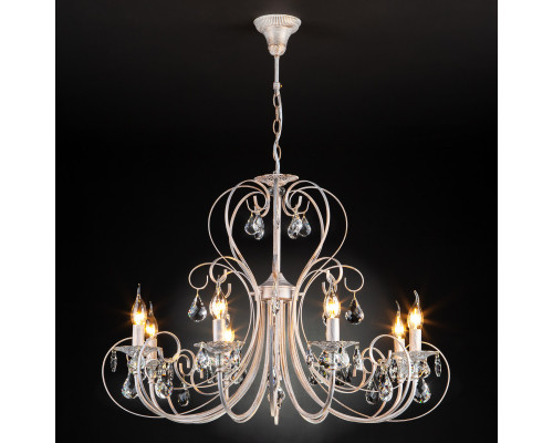 Оформить заказ Подвесная люстра Eurosvet 3305/8 белый с золотом/прозрачный хрусталь Strotskis| VIVID-LIGHT.RU
