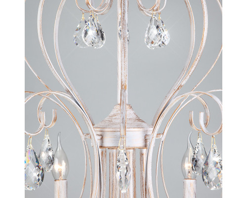 Оформить заказ Подвесная люстра Eurosvet 3305/8 белый с золотом/прозрачный хрусталь Strotskis| VIVID-LIGHT.RU