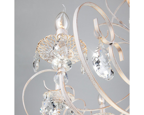 Оформить заказ Подвесная люстра Eurosvet 3305/8 белый с золотом/прозрачный хрусталь Strotskis| VIVID-LIGHT.RU