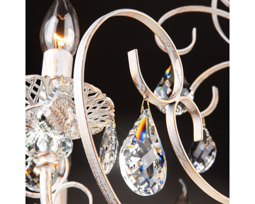 Оформить заказ Подвесная люстра Eurosvet 3305/8 белый с золотом/прозрачный хрусталь Strotskis| VIVID-LIGHT.RU