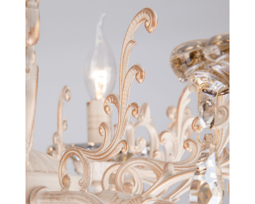 Купить Подвесная люстра Eurosvet 3281/8 белый с золотом/тонированный хрусталь Strotskis| VIVID-LIGHT.RU