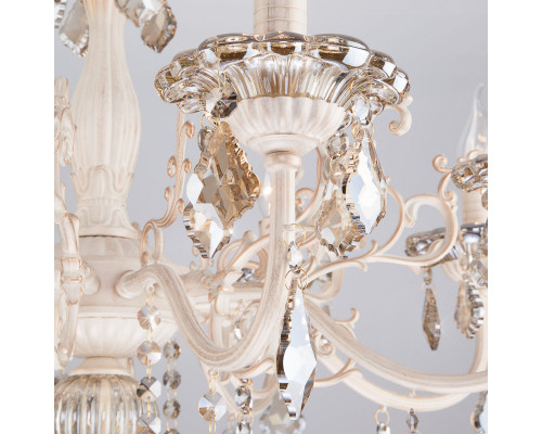 Купить Подвесная люстра Eurosvet 3281/8 белый с золотом/тонированный хрусталь Strotskis| VIVID-LIGHT.RU