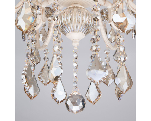 Купить Подвесная люстра Eurosvet 3281/8 белый с золотом/тонированный хрусталь Strotskis| VIVID-LIGHT.RU