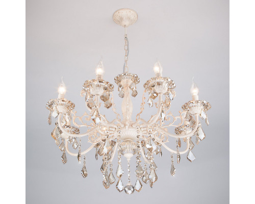 Купить Подвесная люстра Eurosvet 3281/8 белый с золотом/тонированный хрусталь Strotskis| VIVID-LIGHT.RU