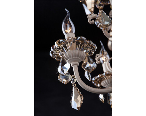 Купить Подвесная люстра Eurosvet 3281/8 белый с золотом/тонированный хрусталь Strotskis| VIVID-LIGHT.RU