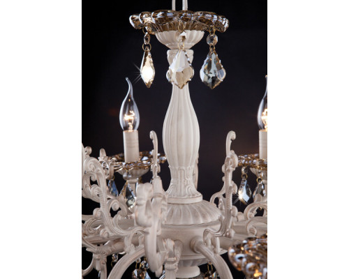 Купить Подвесная люстра Eurosvet 3281/8 белый с золотом/тонированный хрусталь Strotskis| VIVID-LIGHT.RU