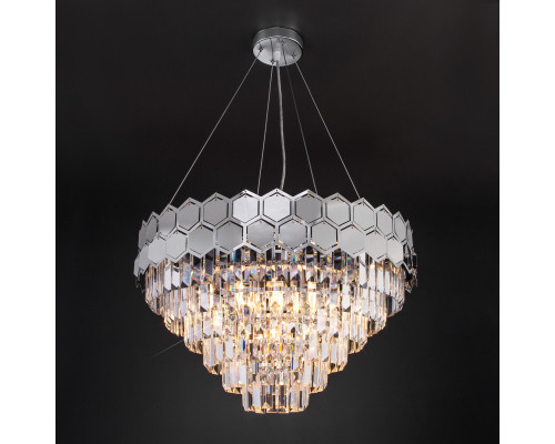 Сделать заказ Подвесная люстра Eurosvet 10124/8 хром/прозрачный хрусталь Strotskis Smart (10113/8)| VIVID-LIGHT.RU