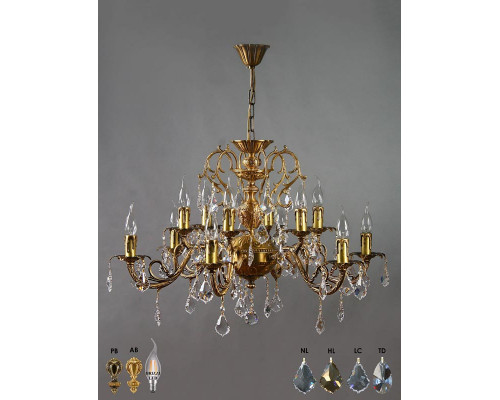 Сделать заказ Подвесная люстра AMBIENTE by BRIZZI 8888/6+6 AB Leaf crystal| VIVID-LIGHT.RU