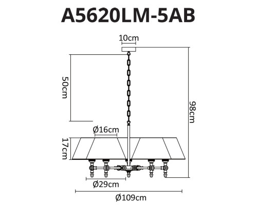 Купить Подвесная люстра ARTE Lamp A5620LM-5AB| VIVID-LIGHT.RU