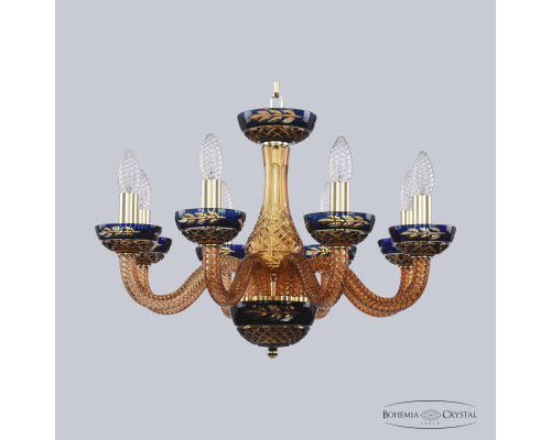 Купить Подвесная люстра Bohemia Ivele Crystal 1308/8/195 G Am/Amber-Blue/H-1J| VIVID-LIGHT.RU