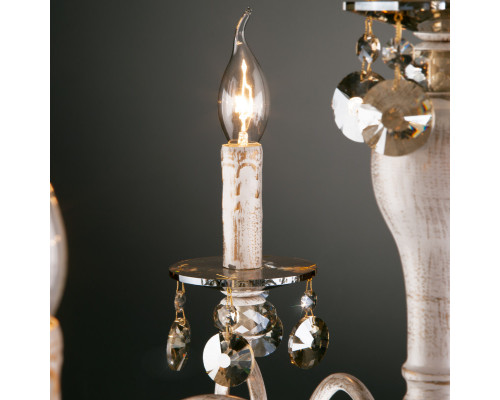 Сделать заказ Подвесная люстра Eurosvet 10104/8 белый с золотом/тонированный хрусталь Strotskis| VIVID-LIGHT.RU