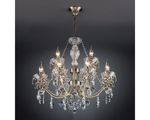 Оформить заказ Подвесная люстра Eurosvet 10103/12 античная бронза/прозрачный хрусталь Strotskis| VIVID-LIGHT.RU