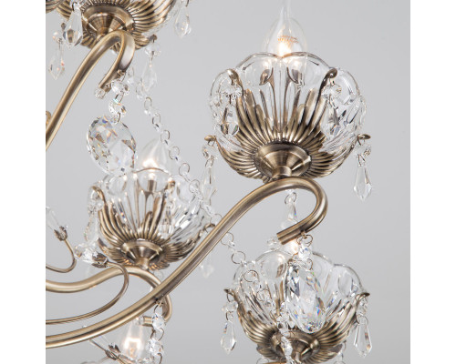 Оформить заказ Подвесная люстра Eurosvet 10103/12 античная бронза/прозрачный хрусталь Strotskis| VIVID-LIGHT.RU