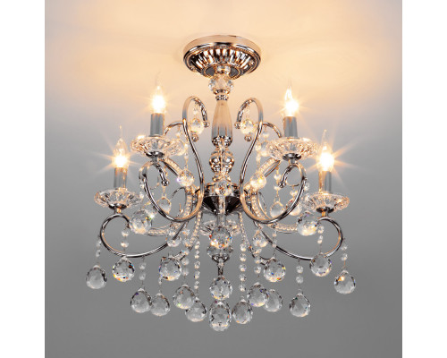 Сделать заказ Подвесная люстра Eurosvet 10096/5 хром/прозрачный хрусталь Strotskis| VIVID-LIGHT.RU
