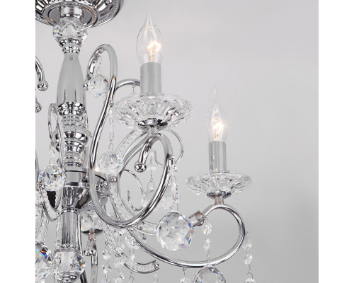 Сделать заказ Подвесная люстра Eurosvet 10096/5 хром/прозрачный хрусталь Strotskis| VIVID-LIGHT.RU